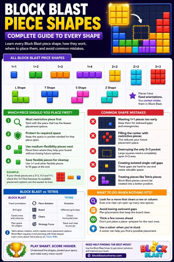 Block Blast Piece Shapes: Complete Visual Guide to Every Piece 1 Block Blast Piece Shapes Infographic